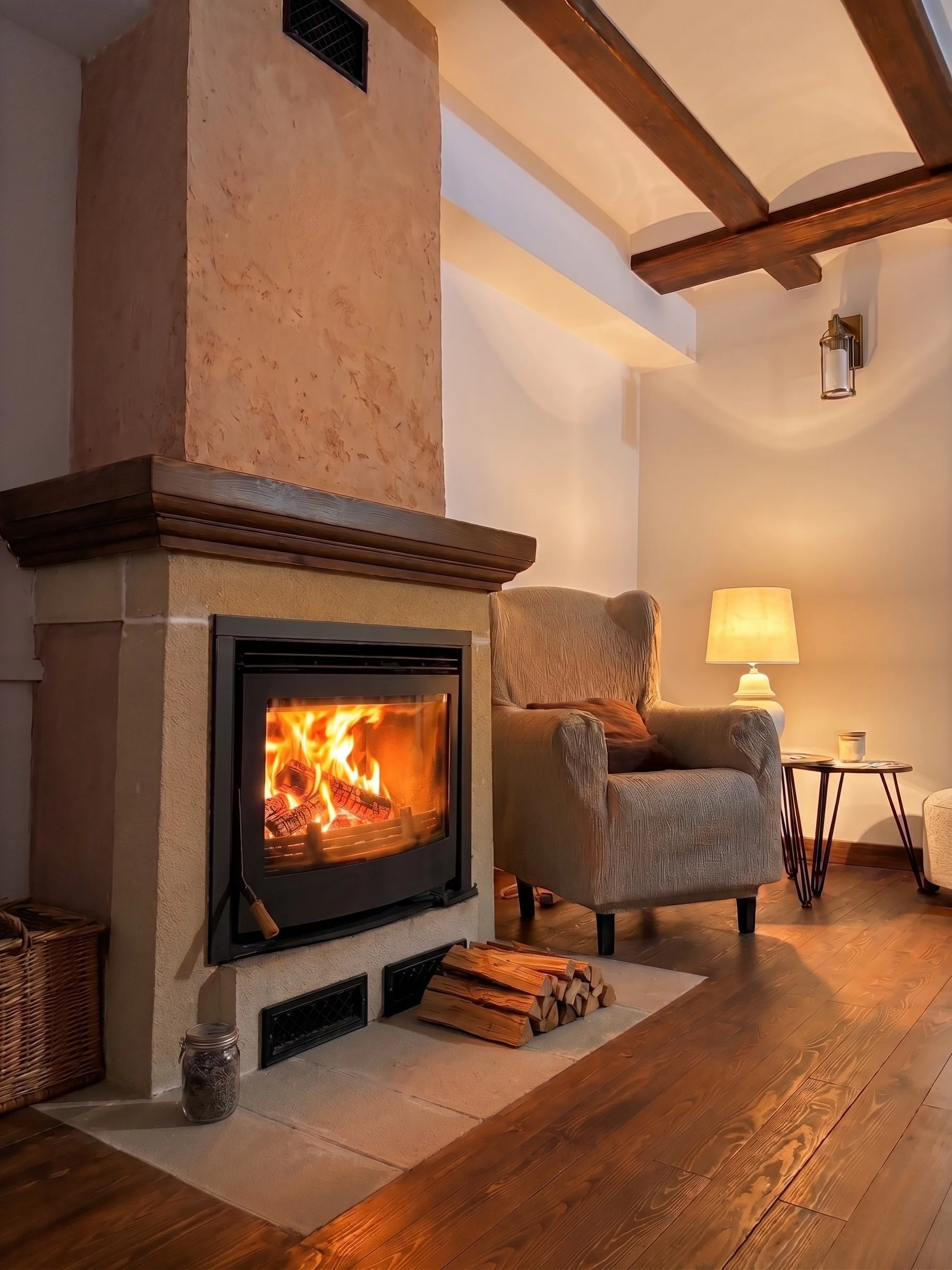 Sala de estar con chimenea alojamiento rural cerca de Montanejos Castellón